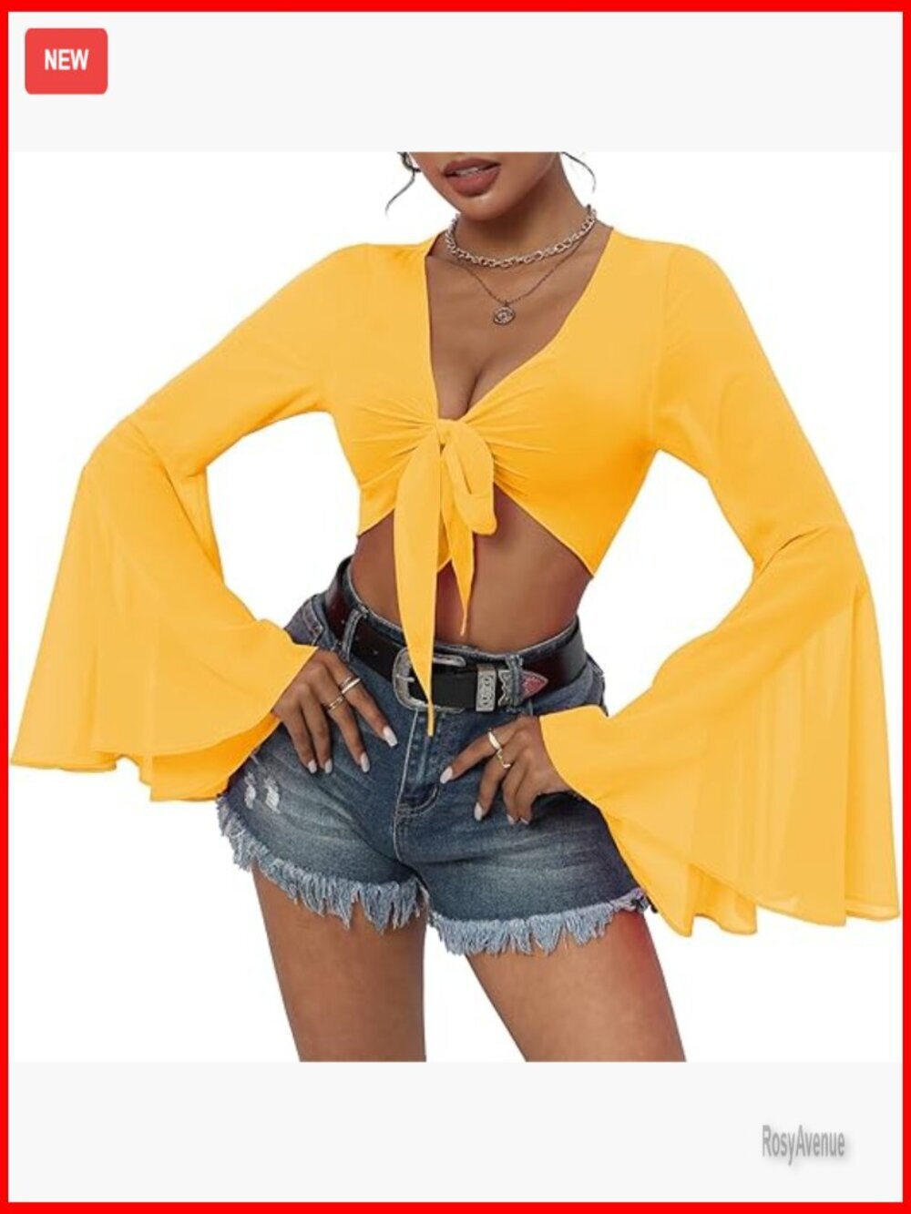 Sheer Mesh Bell Sleeve Crop Top Rave Festival Layering Shirt